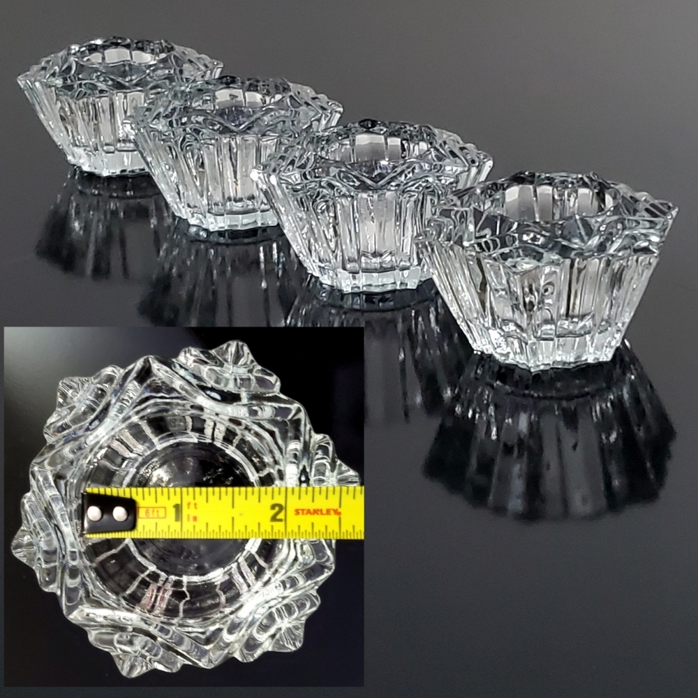 5pc "Prism" Crystal (4) Votive Holders & (1) 6" Crystal Bowl/Pillar🕯 Holder - Picture 7 of 16